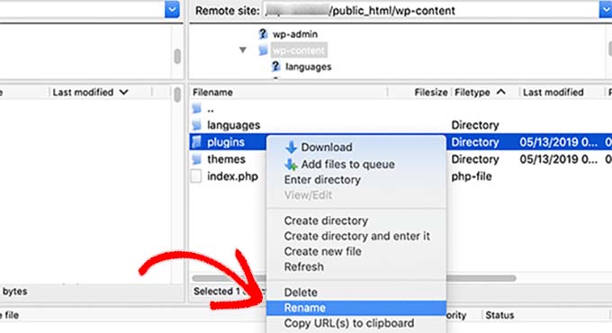 Benennen Sie den Plugins-Ordner um Rename plugins folder