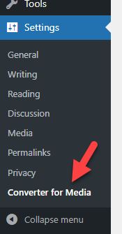 convertitore per impostazioni multimediali: converti JPG in WebP