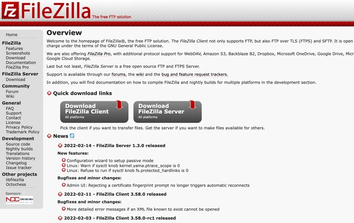 co to jest ftp - przykładem klienta jest Filezilla
