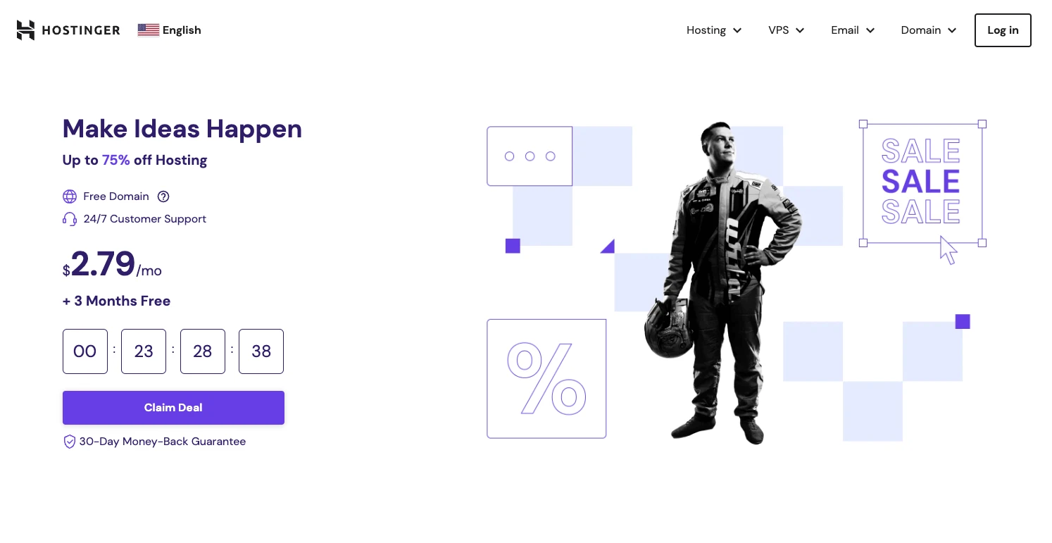 Obtenga alojamiento web económico en el Reino Unido con Hostinger.