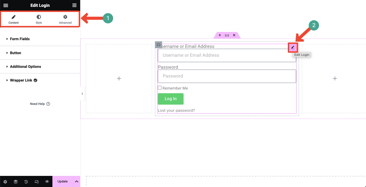 Elementor 10 を使用して WordPress にログイン ページを作成する方法 Customize the Login widget