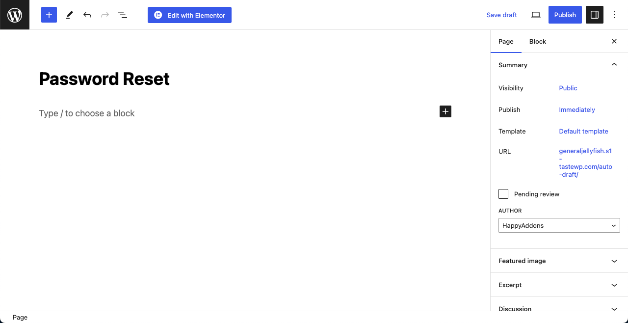 Elementor 25 を使用して WordPress にログイン ページを作成する方法 Create a new page for password reset