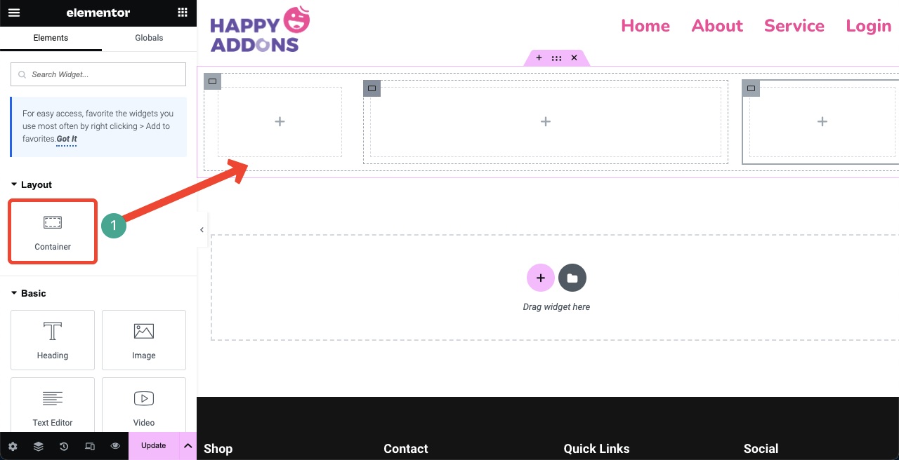 Elementor 7 を使用して WordPress にログインページを作成する方法 Add more flexbox container with the parent container