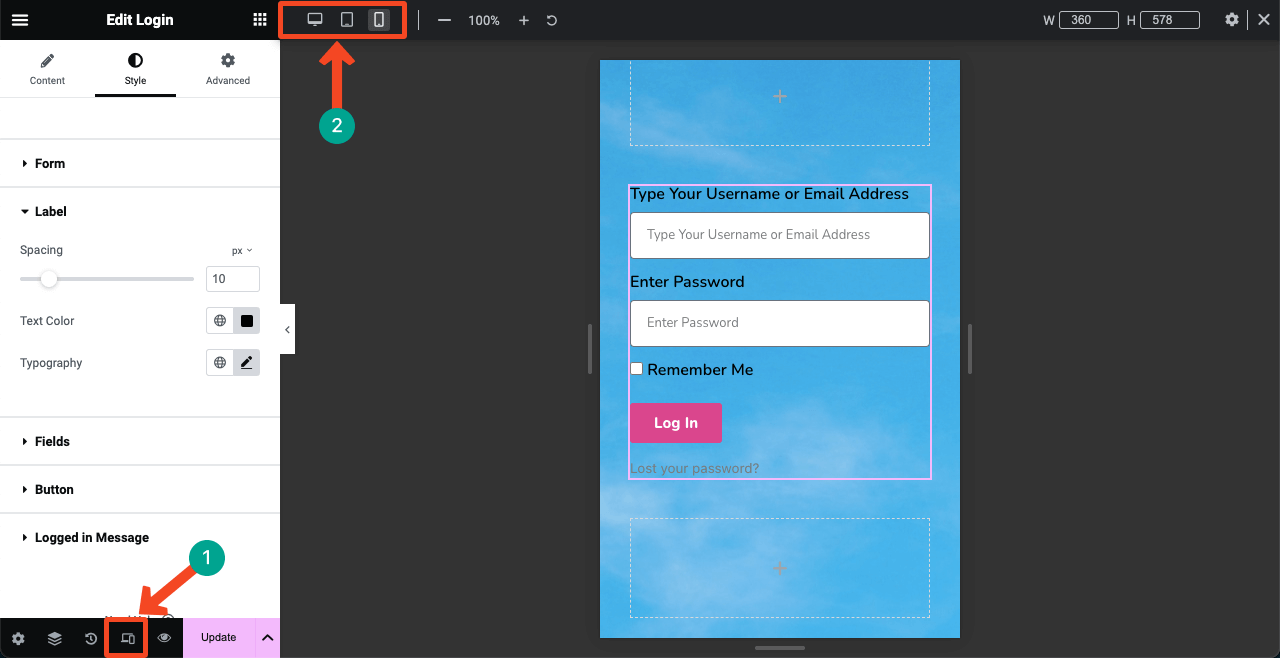 Elementor 20 を使用して WordPress にログインページを作成する方法 Make the Login page responsive