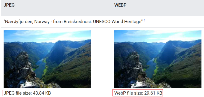 jpeg 與 webp 格式 JPEG vs WebP format