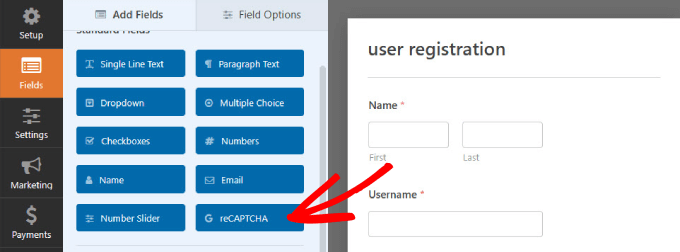 ปุ่มแคปช่าอีกครั้ง reCaptcha button