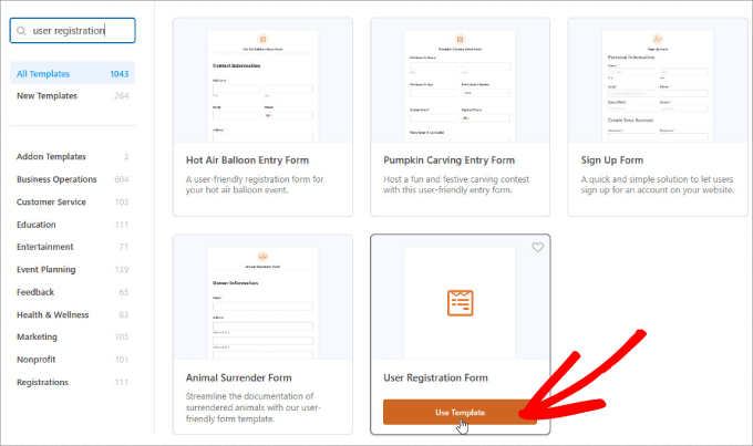 การลงทะเบียนผู้ใช้เทมเพลตใน WPForms User-registration-template-in-WPForms