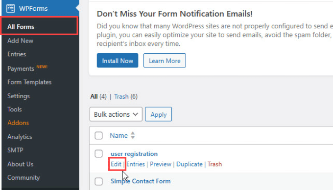 แก้ไขแบบฟอร์มลงทะเบียนผู้ใช้ Edit user registration form
