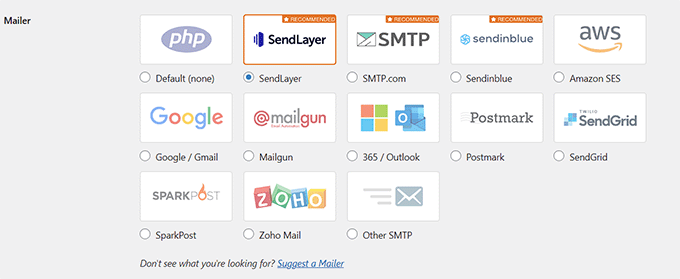 Wählen Sie einen Mailer Choose a mailer