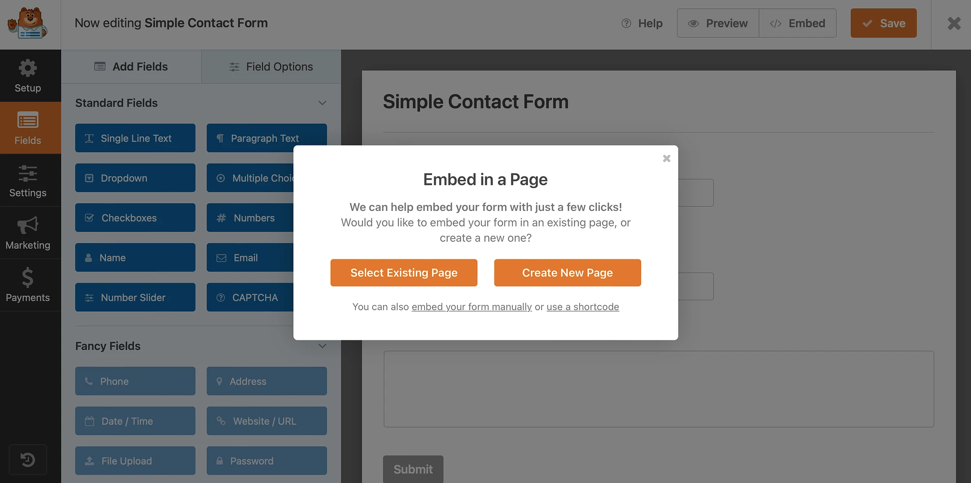 WPForms formu nasıl gömülür?