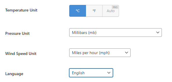 Unités pour les prévisions météorologiques