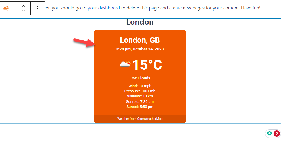 widget pogody w Londynie