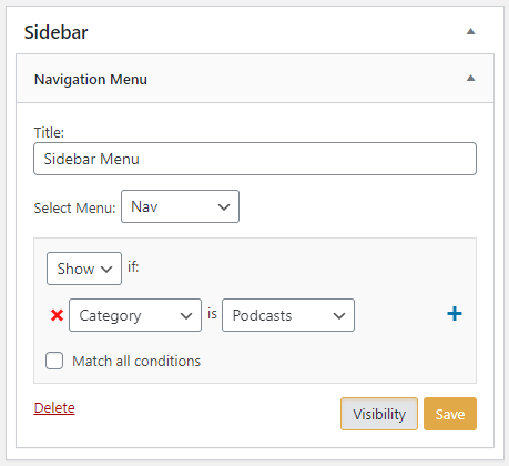 widget kenar çubuğu menüsü