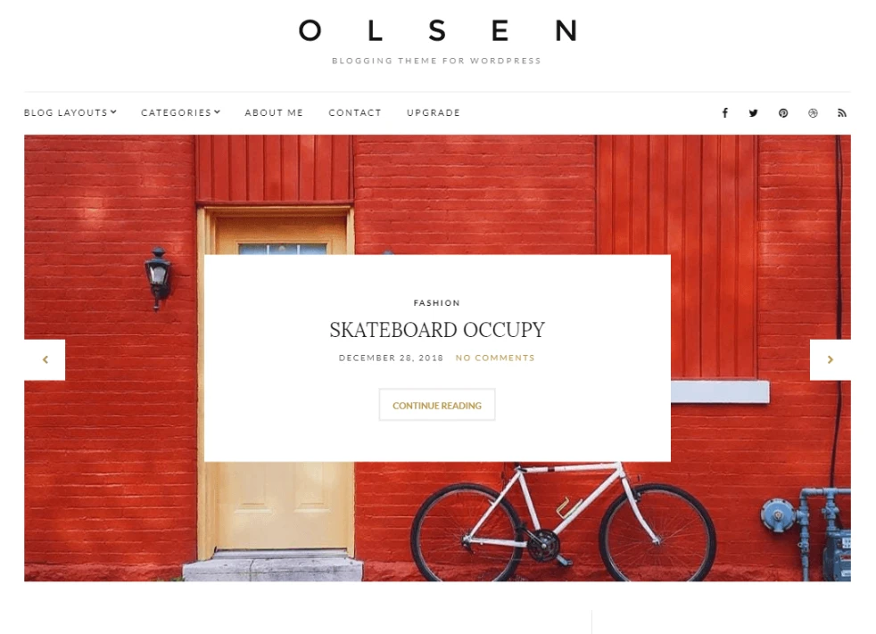Un sito Web desktop creato utilizzando Olsen Light.