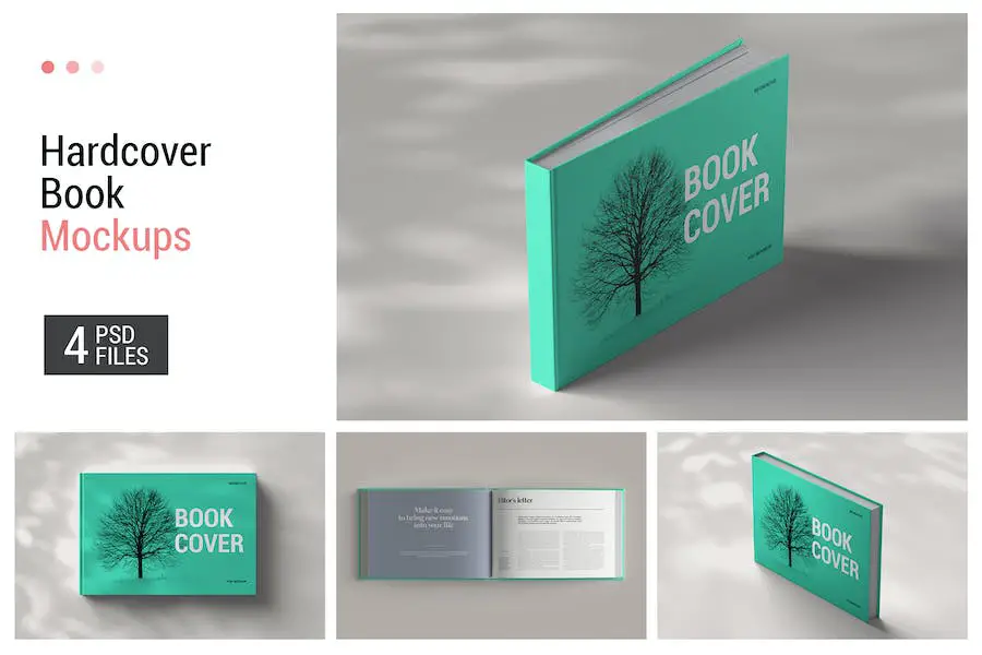 Mockup หนังสือแนวนอนปกแข็ง -
