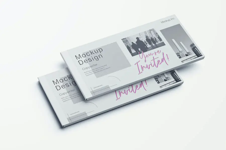 Mockups แนวนอนของโน้ตบุ๊ก -