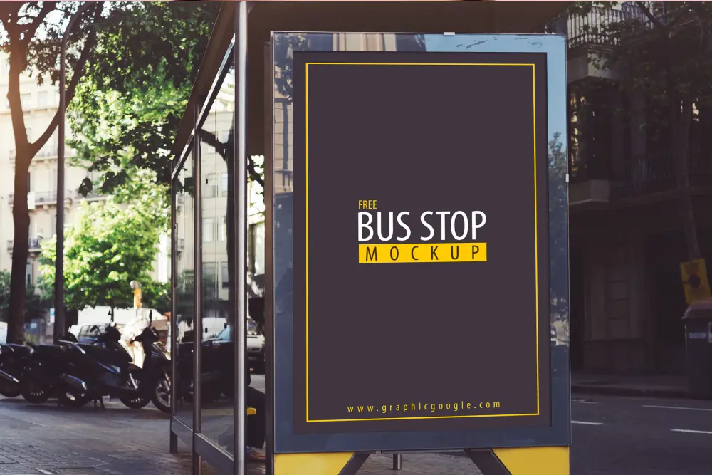 Mockup Halte Bus Gratis -