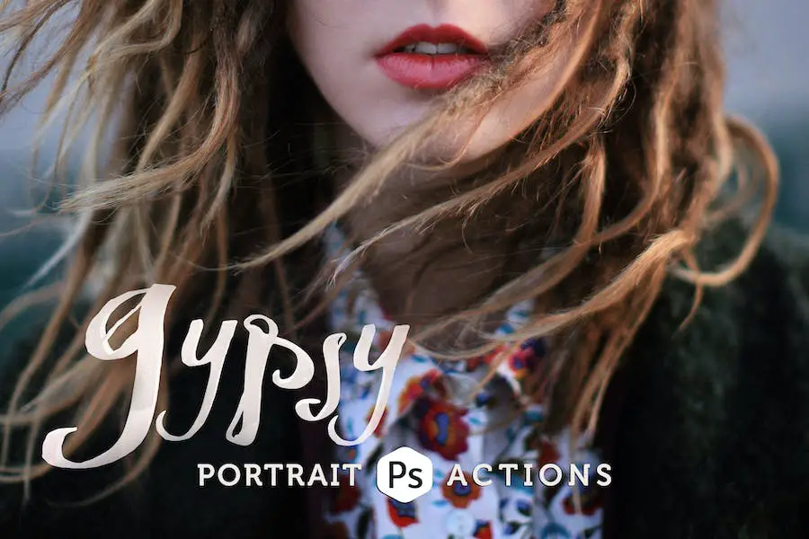 แอคชั่น Photoshop ของภาพยิปซี Portrait -