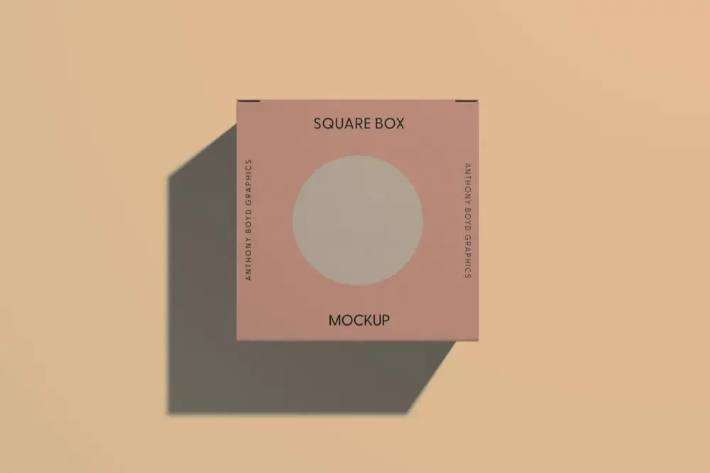 Tampilan Atas Mockup Gratis Kotak Persegi -
