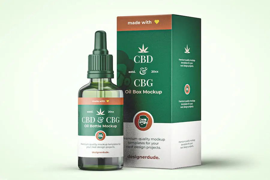 Mockup Paket Kemasan Minyak CBD -