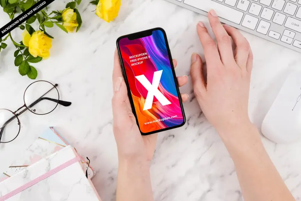 Modello PSD gratuito per iPhone X Mockup in mano -