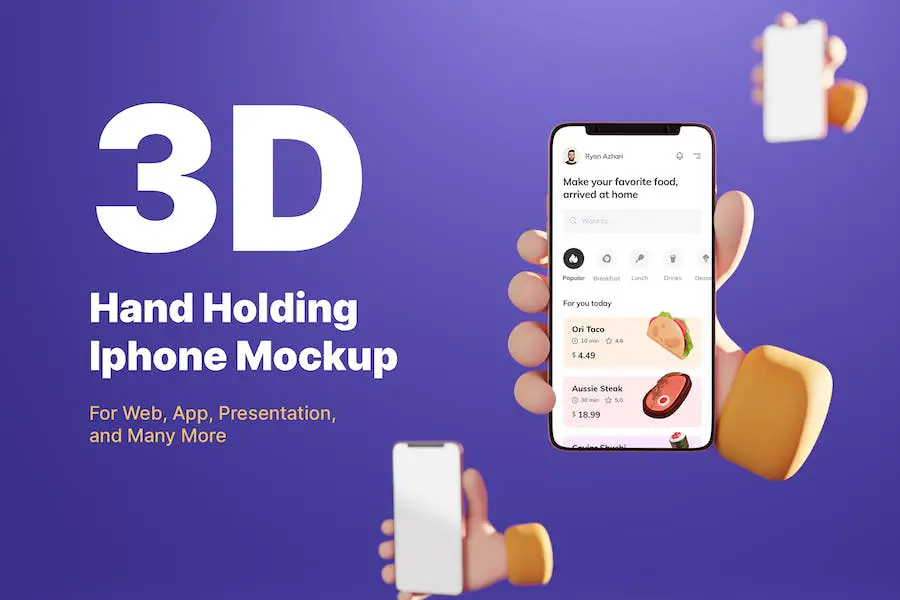 Mockup di iPhone con mano 3D -