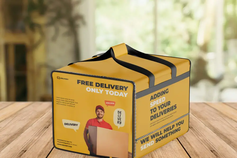 Templat PSD Mockup Tas Pengiriman Makanan Gratis -