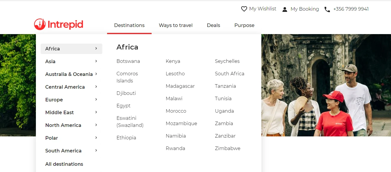 Menu pemberani dengan kategori yang menampilkan struktur situs web.