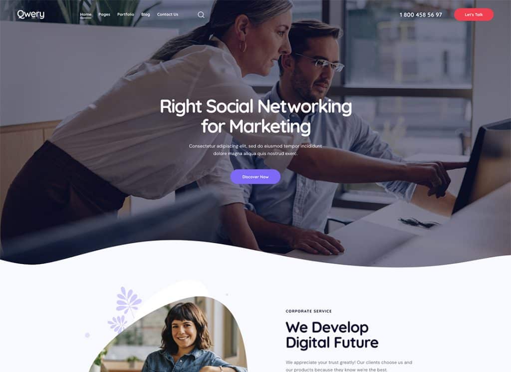Qwery - 다목적 비즈니스 WordPress 및 WooCommerce 테마
