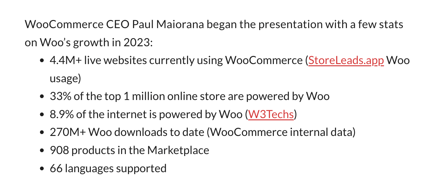 สถิติ WooCommerce จาก Pail Maiorana, Woo CEO