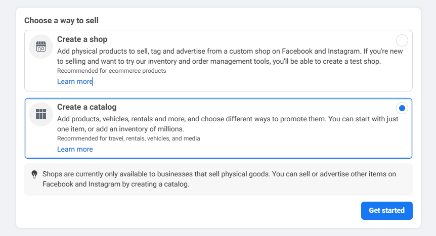 Utwórz katalog w FaceBook eCommerce Manager