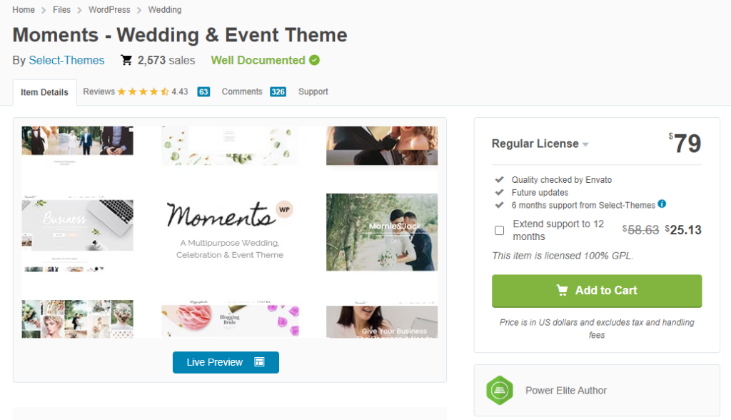 Tema de WordPress Moments - temas de WordPress para bodas