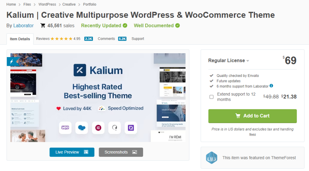 Kalium WordPress 테마