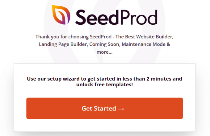 SeedProd 设置向导 SeedProd setup wizard