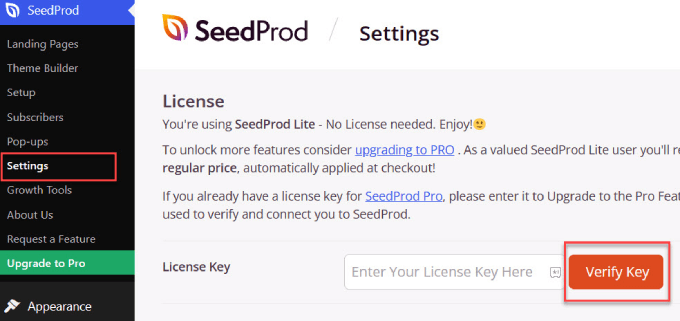 验证 SeedProd 的密钥 Verify key for SeedProd