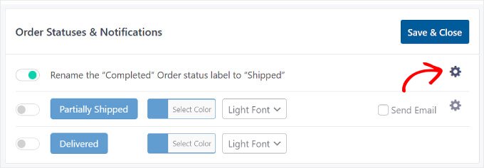 Einstellungen für Bestellstatus und Benachrichtigungen der erweiterten Sendungsverfolgung Advanced Shipment Tracking's Order Statuses & Notifications settings