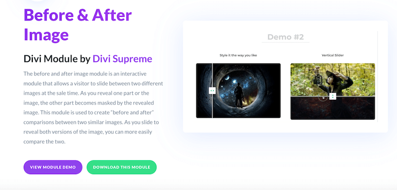 Módulo de imagem antes-depois - Fonte: Divi Supreme