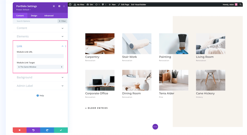 Portfolio-Modul – Quelle: Divi