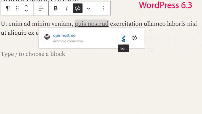 Ouvrir dans un nouvel onglet - WordPress 6.3 Open in new tab - WordPress 6.3