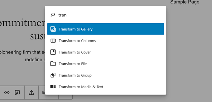 Bloquer les actions dans la palette de commandes Block actions in command palette
