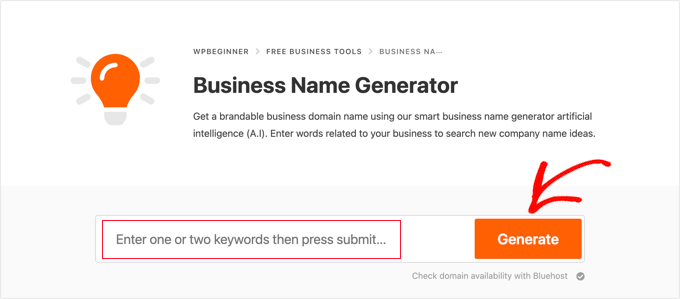 免費的 WPBeginner 公司名稱產生工具 The Free WPBeginner Business Name Generator Tool