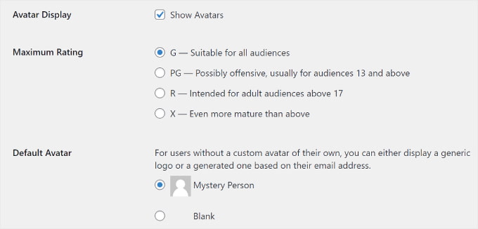 WordPress 頭像設定 WordPress Avatars settings