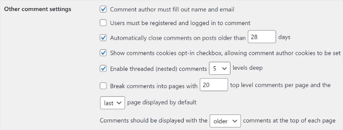 WordPress的其他評論設置 WordPress' Other comment settings