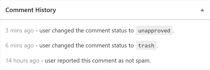 查看 WordPress 評論的歷史記錄 Reviewing the history of a WordPress comment