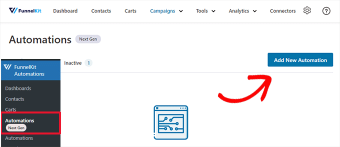 Nowa automatyzacja FunnelKit FunnelKit new automation