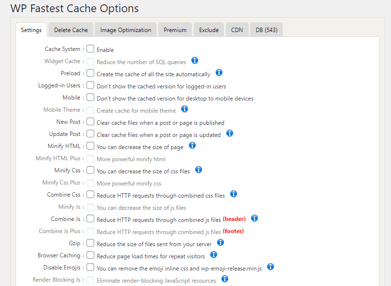 Сравнение вариантов WP Optimize и WP Fastest Cache.