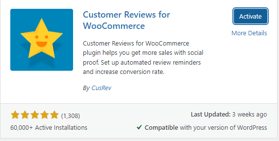 Avis clients pour WooCommerce