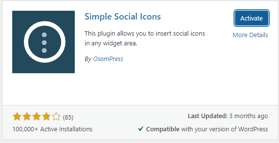 Plug-in de ícones sociais simples