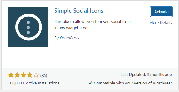 Plugin d'icônes sociales simples