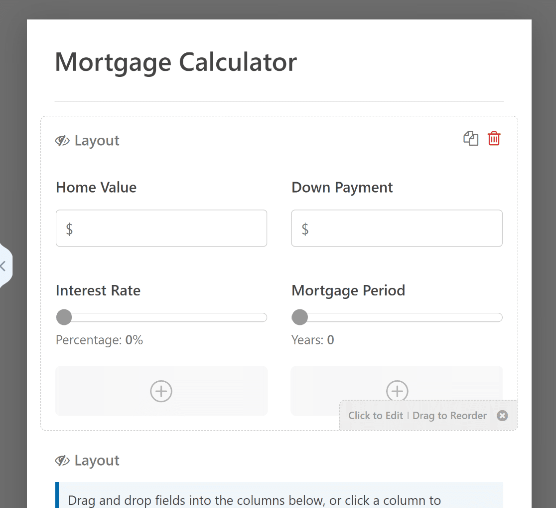 Calculator form preview